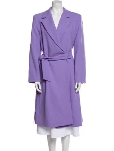 Pre-owned Alice And Olivia Wool Trench Coat In Purple