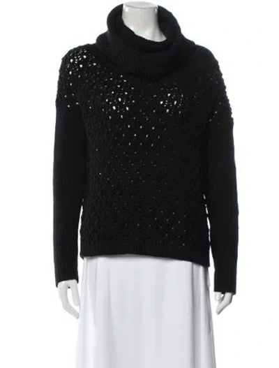 Pre-owned Alice And Olivia Wool Turtleneck Sweater In Black