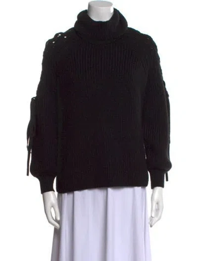 Pre-owned Alice And Olivia Wool Turtleneck Sweater In Black