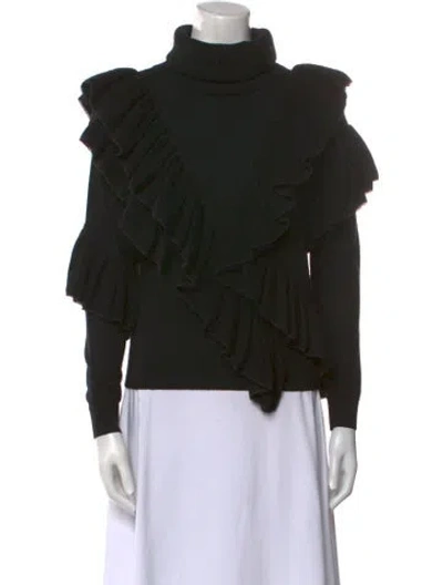 Pre-owned Alice And Olivia Wool Turtleneck Sweater In Black