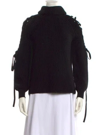 Pre-owned Alice And Olivia Wool Turtleneck Sweater In Black
