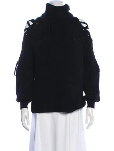 Pre-owned Alice And Olivia Wool Turtleneck Sweater In Black