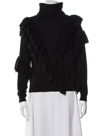 Pre-owned Alice And Olivia Wool Turtleneck Sweater In Black