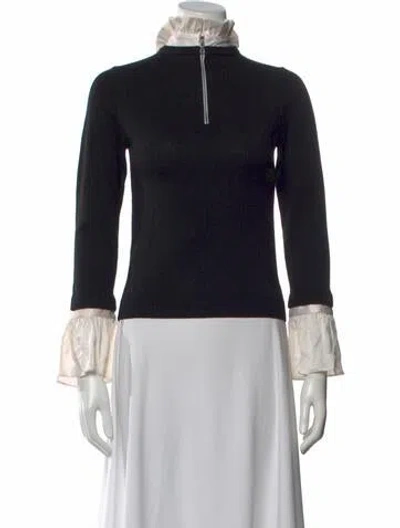Pre-owned Alice And Olivia Wool Turtleneck Sweater In Black