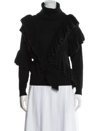 Pre-owned Alice And Olivia Wool Turtleneck Sweater In Black