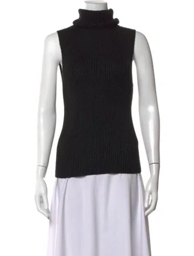 Pre-owned Alice And Olivia Wool Turtleneck Sweater In Black