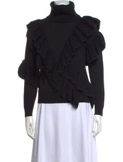 Pre-owned Alice And Olivia Wool Turtleneck Sweater In Black