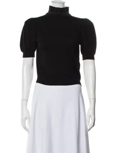 Pre-owned Alice And Olivia Wool Turtleneck Sweater In Black/blue