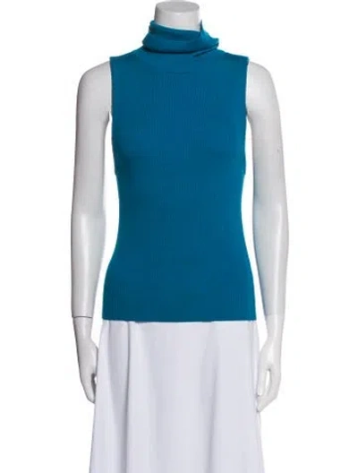 Pre-owned Alice And Olivia Wool Turtleneck Sweater In Blue