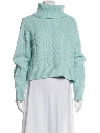 Pre-owned Alice And Olivia Wool Turtleneck Sweater In Blue