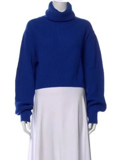 Pre-owned Alice And Olivia Wool Turtleneck Sweater In Blue
