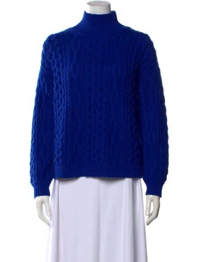 Pre-owned Alice And Olivia Wool Turtleneck Sweater In Blue