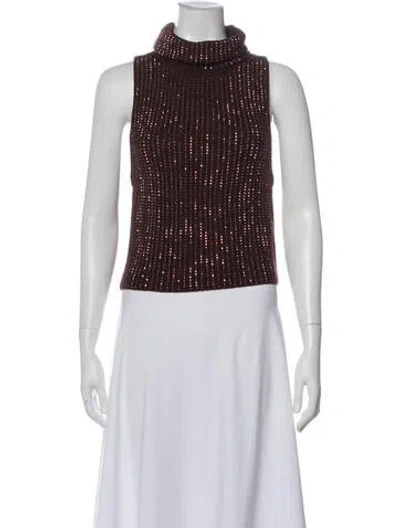Pre-owned Alice And Olivia Wool Turtleneck Sweater In Brown