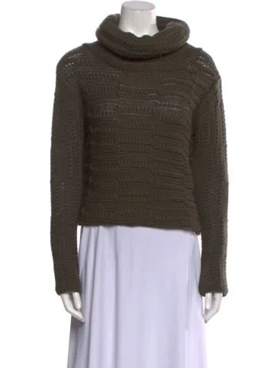 Pre-owned Alice And Olivia Wool Turtleneck Sweater In Green