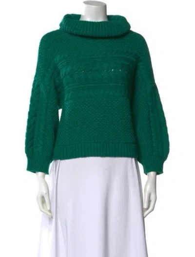 Pre-owned Alice And Olivia Wool Turtleneck Sweater In Green