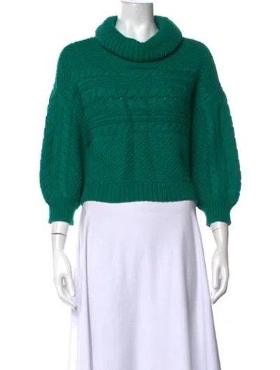 Pre-owned Alice And Olivia Wool Turtleneck Sweater In Green