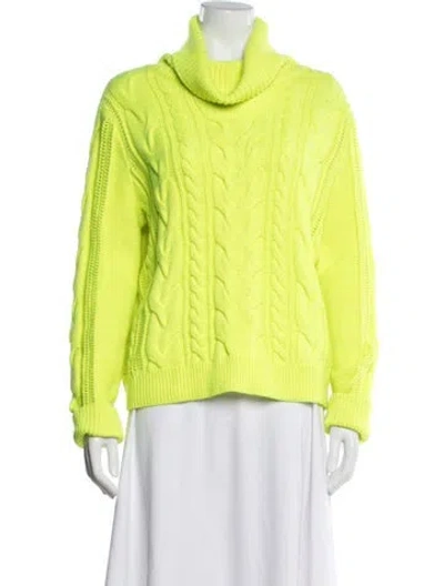 Pre-owned Alice And Olivia Wool Turtleneck Sweater In Green/yellow