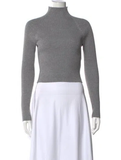 Pre-owned Alice And Olivia Wool Turtleneck Sweater In Grey