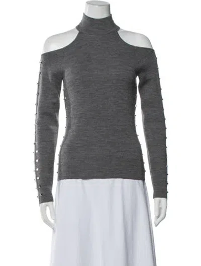Pre-owned Alice And Olivia Wool Turtleneck Sweater In Grey