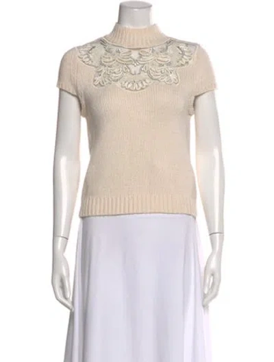 Pre-owned Alice And Olivia Wool Turtleneck Sweater In Neutral