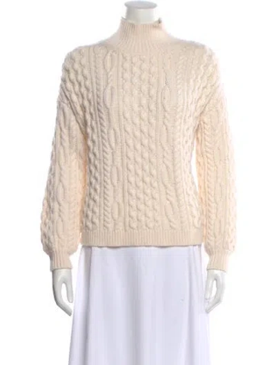 Pre-owned Alice And Olivia Wool Turtleneck Sweater In Neutral