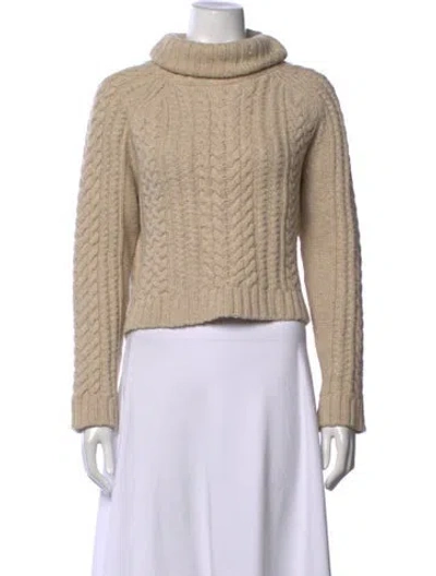 Pre-owned Alice And Olivia Wool Turtleneck Sweater In Neutral