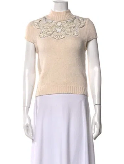 Pre-owned Alice And Olivia Wool Turtleneck Sweater In Neutrals