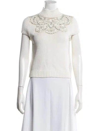 Pre-owned Alice And Olivia Wool Turtleneck Sweater In Neutrals