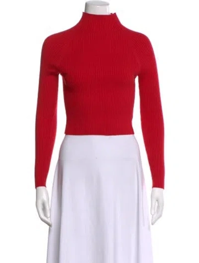 Pre-owned Alice And Olivia Wool Turtleneck Sweater In Red