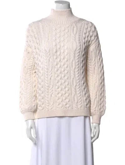 Pre-owned Alice And Olivia Wool Turtleneck Sweater W/ Tags In White