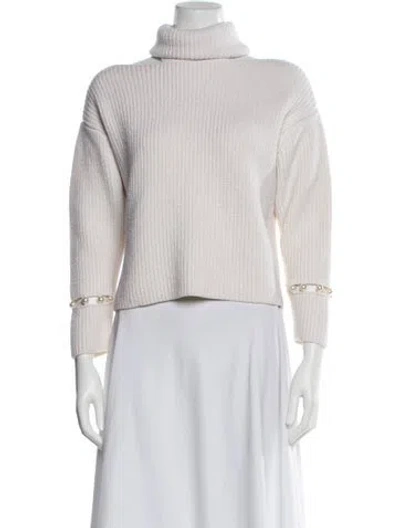 Pre-owned Alice And Olivia Wool Turtleneck Sweater In White