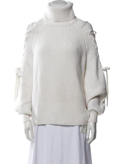 Pre-owned Alice And Olivia Wool Turtleneck Sweater In White