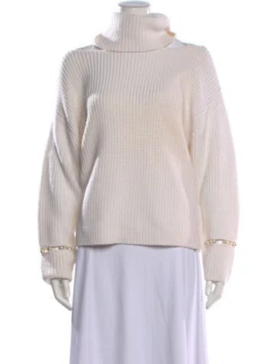 Pre-owned Alice And Olivia Wool Turtleneck Sweater In White