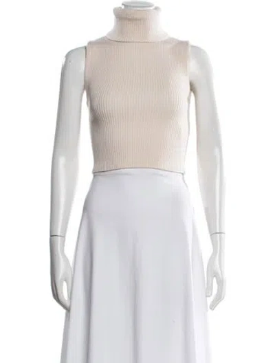 Pre-owned Alice And Olivia Wool Turtleneck Sweater In White