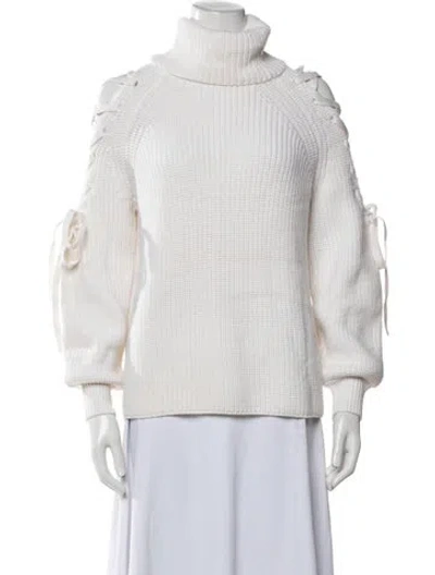 Pre-owned Alice And Olivia Wool Turtleneck Sweater In White
