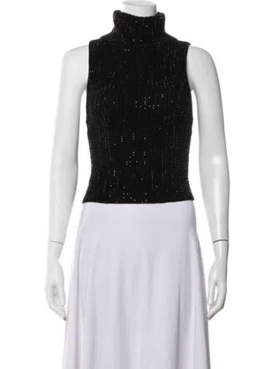 Pre-owned Alice And Olivia Wool Turtleneck Top In Black