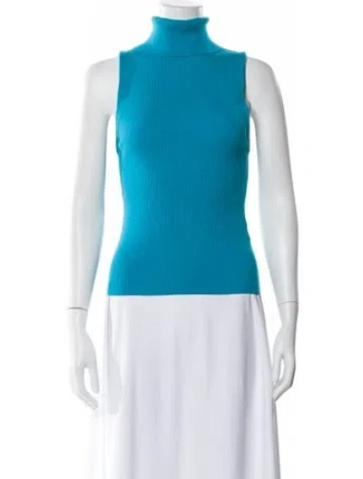 Pre-owned Alice And Olivia Wool Turtleneck Top In Blue