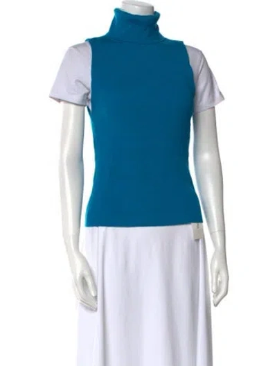 Pre-owned Alice And Olivia Wool Turtleneck Top In Blue