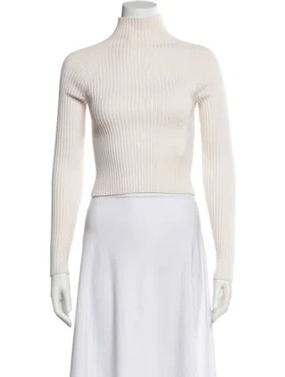 Pre-owned Alice And Olivia Wool Turtleneck Top W/ Tags In White