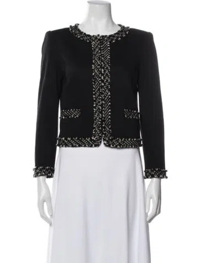 Pre-owned Alice And Olivia Wool Tweed Pattern Blazer In Black