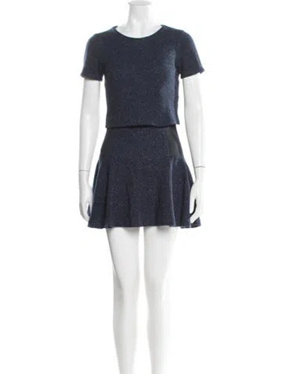 Pre-owned Alice And Olivia Wool Tweed Pattern Skirt Set In Black