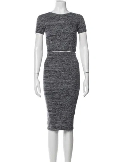 Pre-owned Alice And Olivia Wool Tweed Pattern Skirt Suit In Grey