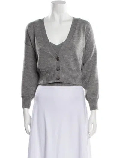 Pre-owned Alice And Olivia Wool V-neck Cardigan Set In Gray