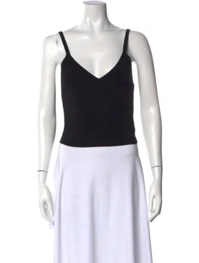 Pre-owned Alice And Olivia Wool V-neck Crop Top In Black