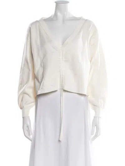 Pre-owned Alice And Olivia Wool V-neck Crop Top In White