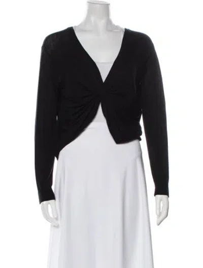 Pre-owned Alice And Olivia Wool V-neck Sweater In Black