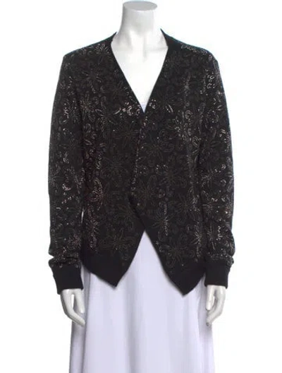 Pre-owned Alice And Olivia Wool V-neck Sweater In Black