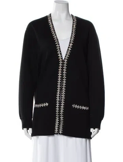 Pre-owned Alice And Olivia Wool V-neck Sweater In Black
