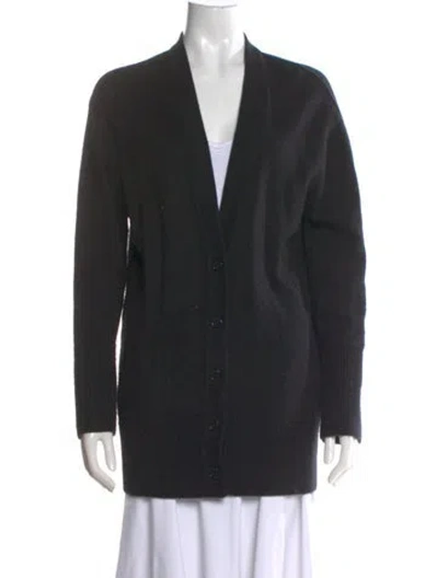 Pre-owned Alice And Olivia Wool V-neck Sweater In Black