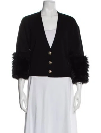 Pre-owned Alice And Olivia Wool V-neck Sweater In Black